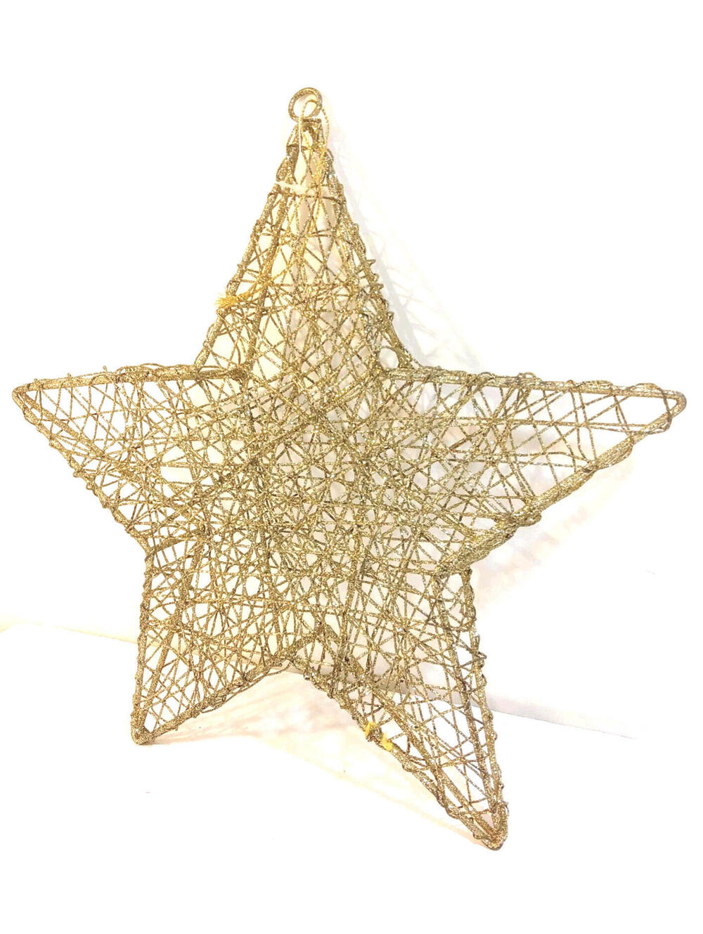 Twisted Wire Wrapped 5 Point Star Ornament Gold Metallic 12" 3 Dimensional Look